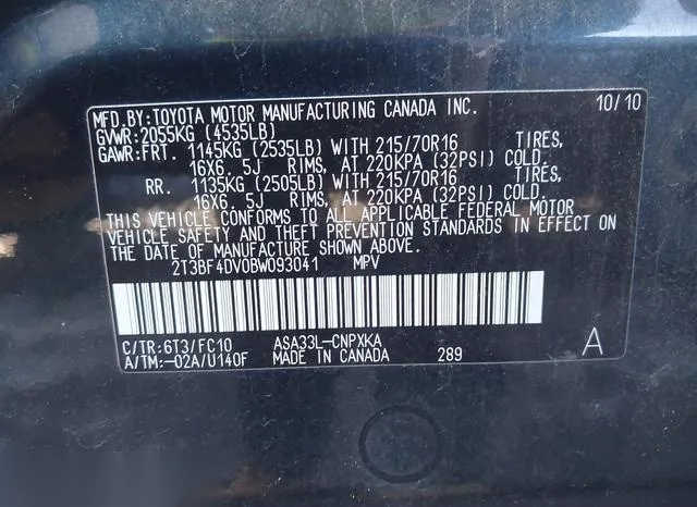 2T3BF4DV0BW093041 2011 2011 Toyota RAV4 9