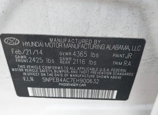 5NPEB4AC7EH900632 2014 2014 Hyundai Sonata- Gls 9