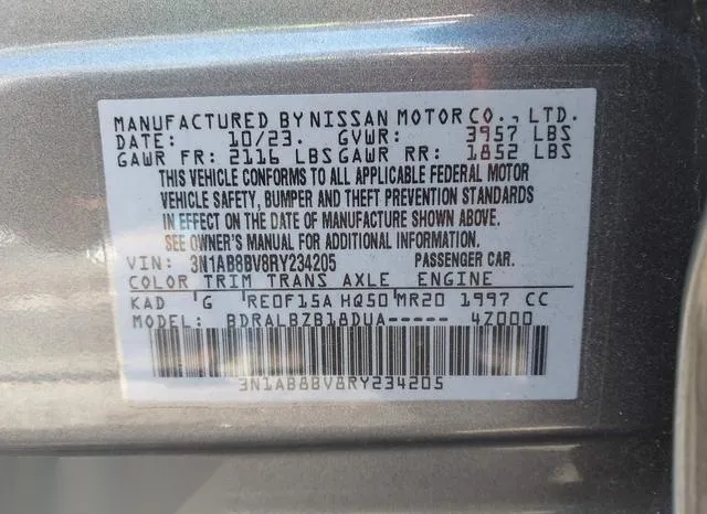 3N1AB8BV8RY234205 2024 2024 Nissan Sentra- S Xtronic Cvt 9