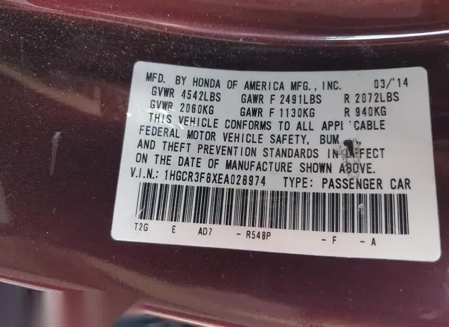 1HGCR3F8XEA028974 2014 2014 Honda Accord- Ex-L V-6 9