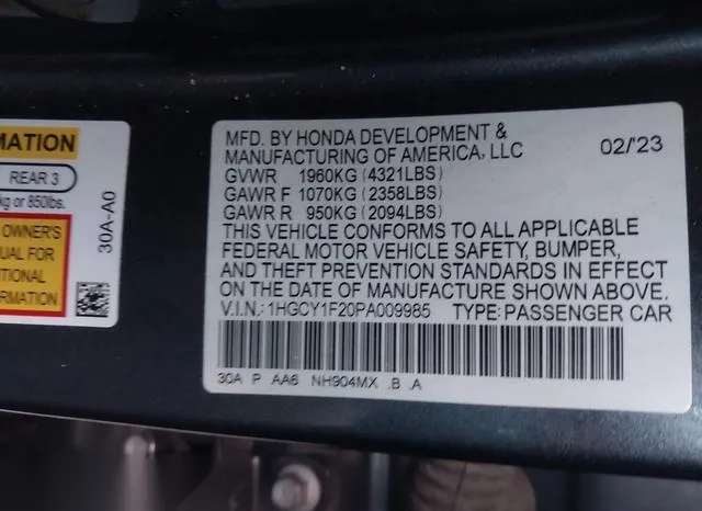 1HGCY1F20PA009985 2023 2023 Honda Accord- LX 9