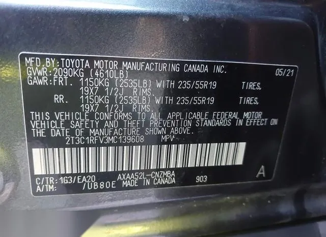 2T3C1RFV3MC139608 2021 2021 Toyota RAV4- Xle Premium 9