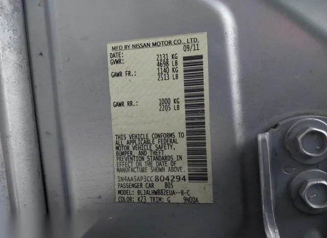 1N4AA5AP3CC804294 2012 2012 Nissan Maxima- 3-5 SV 9