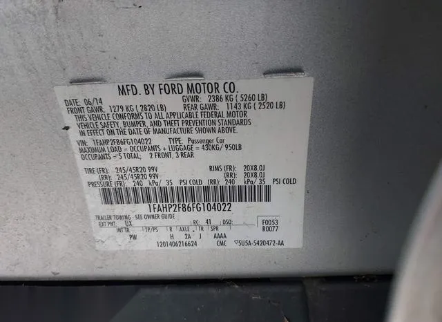 1FAHP2F86FG104022 2015 2015 Ford Taurus- Limited 9