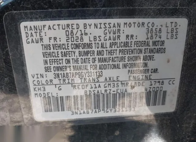 3N1AB7AP9GY331133 2016 2016 Nissan Sentra- SR 9