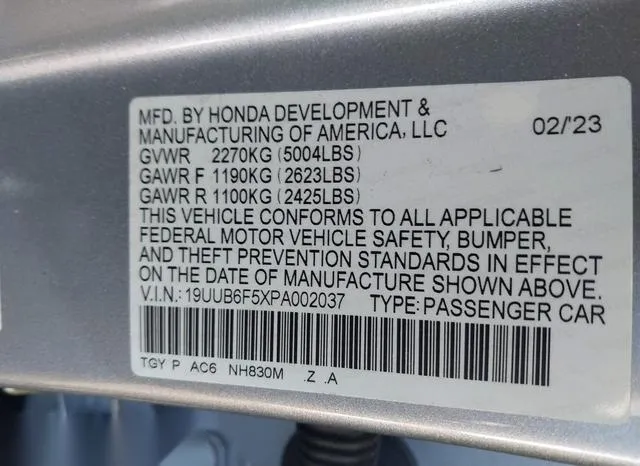 19UUB6F5XPA002037 2023 2023 Acura TLX- A-Spec Package 9