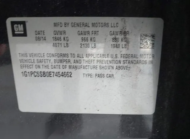 1G1PC5SB0E7454662 2014 2014 Chevrolet Cruze- 1Lt Auto 9