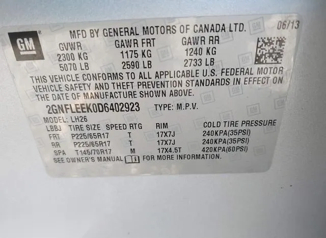 2GNFLEEK0D6402923 2013 2013 Chevrolet Equinox- 1LT 9