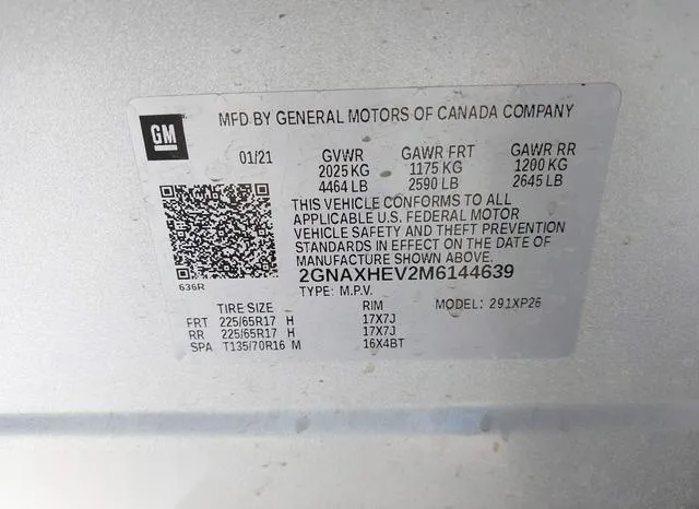 2GNAXHEV2M6144639 2021 2021 Chevrolet Equinox- Fwd Ls 9