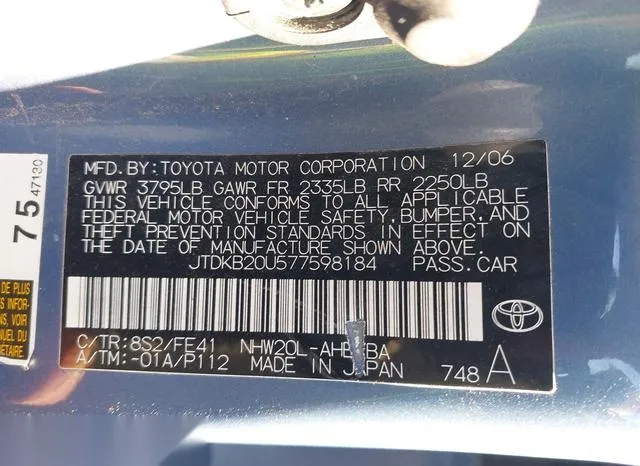 JTDKB20U577598184 2007 2007 Toyota Prius 9