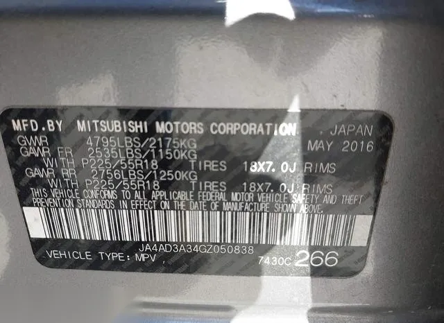 JA4AD3A34GZ050838 2016 2016 Mitsubishi Outlander- SE 9