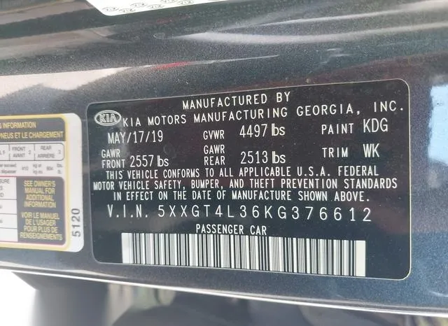 5XXGT4L36KG376612 2019 2019 KIA Optima- LX 9