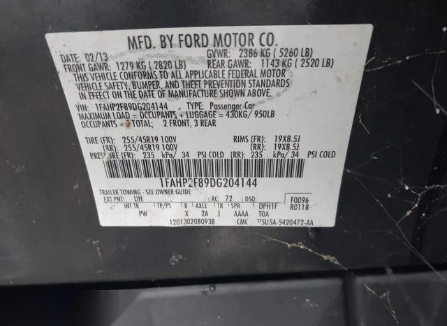 1FAHP2F89DG204144 2013 2013 Ford Taurus- Limited 9