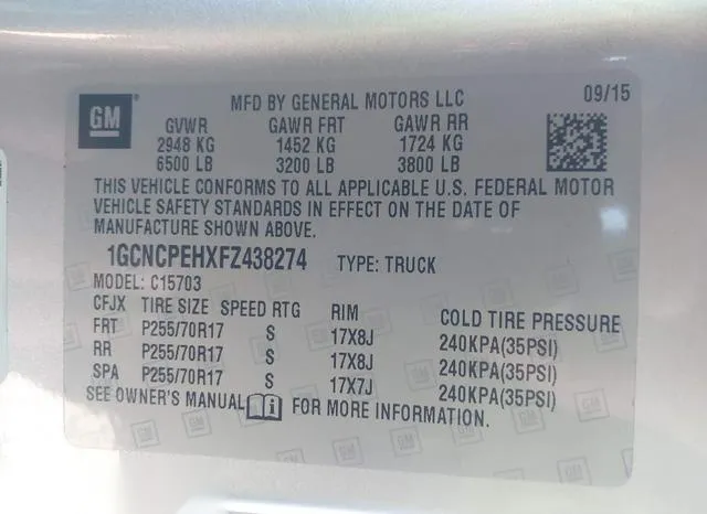 1GCNCPEHXFZ438274 2015 2015 Chevrolet Silverado 1500- LS 9