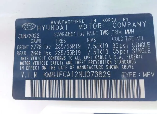 KM8JFCA12NU073829 2022 2022 Hyundai Tucson- Hybrid Sel Conv 9