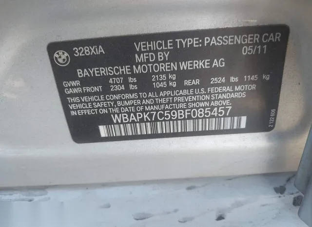 WBAPK7C59BF085457 2011 2011 BMW 3 Series- 328I Xdrive 9