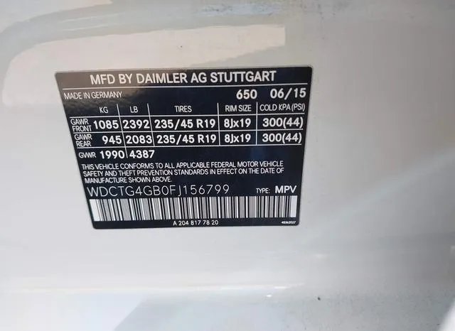 WDCTG4GB0FJ156799 2015 2015 Mercedes-Benz GLA 250- 4Matic 9