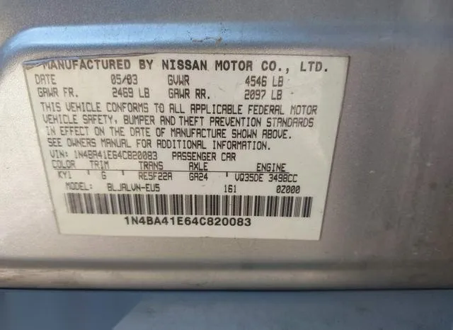 1N4BA41E64C820083 2004 2004 Nissan Maxima- 3-5 SE 9