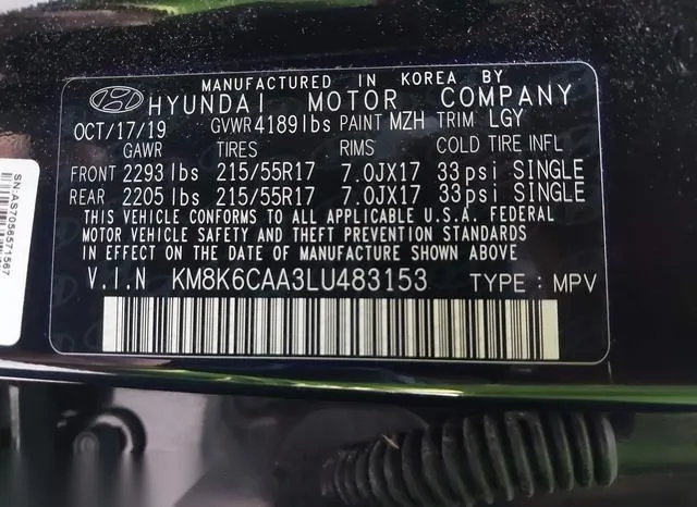 KM8K6CAA3LU483153 2020 2020 Hyundai Kona- Sel Plus 9