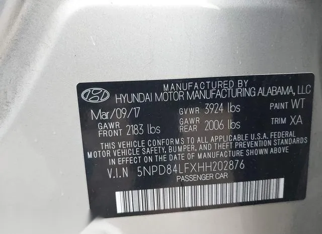 5NPD84LFXHH202876 2017 2017 Hyundai Elantra- Value Edition 9