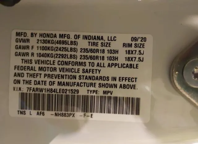 7FARW1H84LE021529 2020 2020 Honda CR-V- 2Wd Ex-L 9