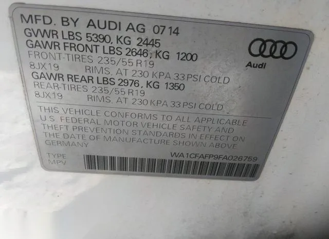 WA1CFAFP9FA026759 2015 2015 Audi Q5- 2-0T Premium 9