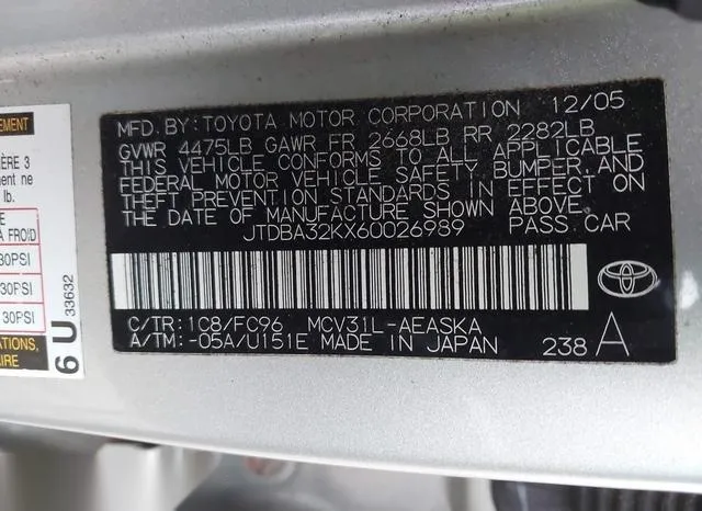 JTDBA32KX60026989 2006 2006 Toyota Camry- Se V6 9