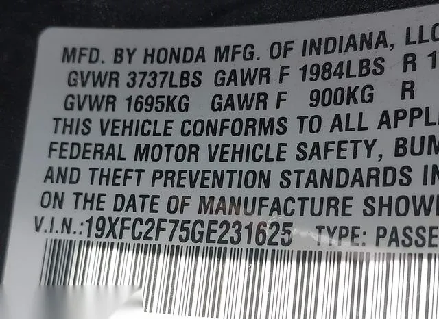 19XFC2F75GE231625 2016 2016 Honda Civic- EX 9