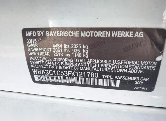 WBA3C1C53FK121780 2015 2015 BMW 3 Series- 328I 9