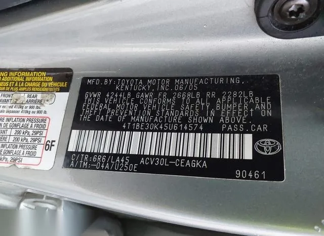 4T1BE30K45U614574 2005 2005 Toyota Camry- Xle 9