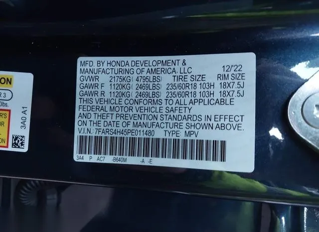 7FARS4H45PE011480 2023 2023 Honda CR-V- Ex Awd 9