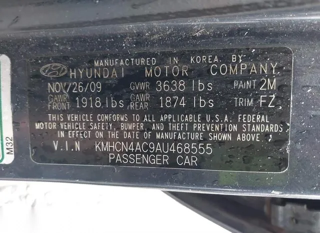 KMHCN4AC9AU468555 2010 2010 Hyundai Accent- Gls 9