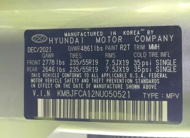 KM8JFCA12NU050521 2022 2022 Hyundai Tucson- Hybrid Sel Conv 9