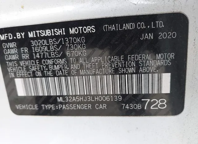 ML32A5HJ3LH006139 2020 2020 Mitsubishi Mirage- LE 9