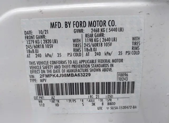 2FMPK4J98MBA63229 2021 2021 Ford Edge- Sel 9