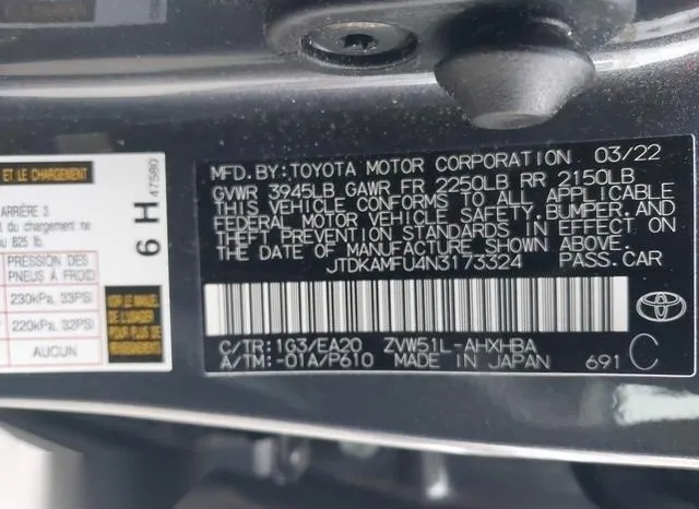 JTDKAMFU4N3173324 2022 2022 Toyota Prius- Xle 9