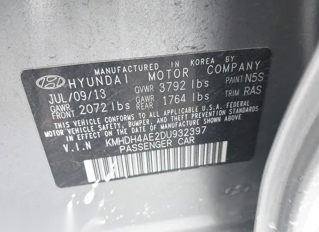 KMHDH4AE2DU932397 2013 2013 Hyundai Elantra- Gls 9