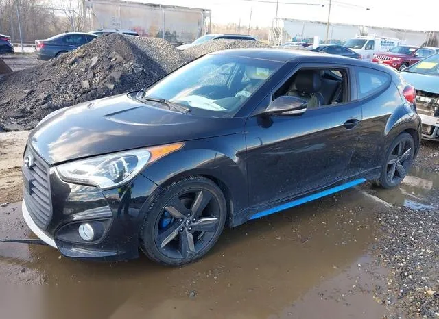 KMHTC6AE9EU195920 2014 2014 Hyundai Veloster- Turbo W/Blue 2