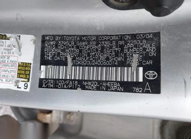 JTDKB20U240060014 2004 2004 Toyota Prius 9