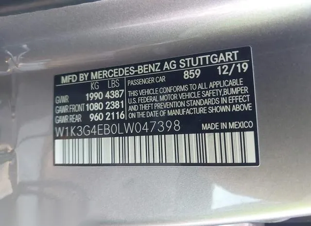 W1K3G4EB0LW047398 2020 2020 Mercedes-Benz A 220 9