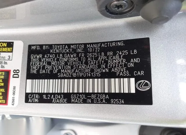 58ADZ1B11PU141315 2023 2023 Lexus ES- 350 9