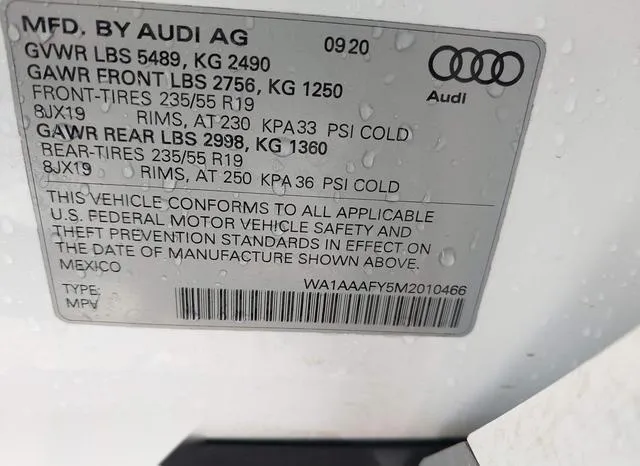 WA1AAAFY5M2010466 2021 2021 Audi Q5- Premium 45 Tfsi Quattr 9