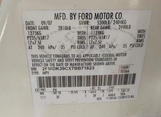 2FMDK39CX7BB71823 2007 2007 Ford Edge- Sel Plus 9