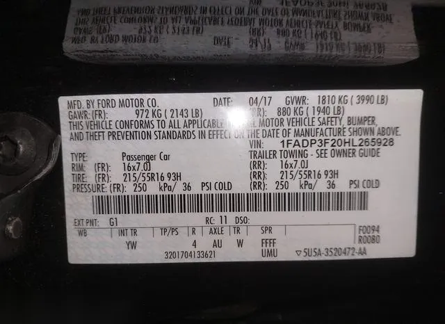 1FADP3F20HL265928 2017 2017 Ford Focus- SE 9