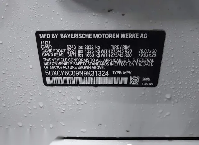 5UXCY6C09N9K31324 2022 2022 BMW X6- Xdrive40I 9