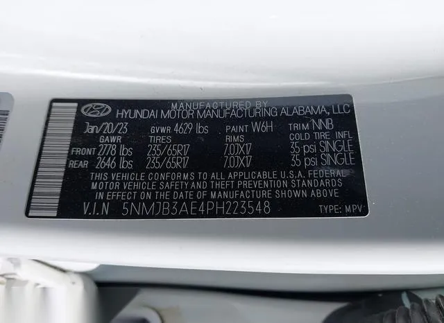 5NMJB3AE4PH223548 2023 2023 Hyundai Tucson- Sel 9