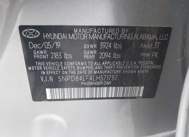 5NPD84LF4LH571757 2020 2020 Hyundai Elantra- Sel 9