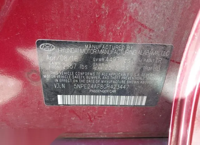 5NPE24AF8GH423447 2016 2016 Hyundai Sonata- SE 9