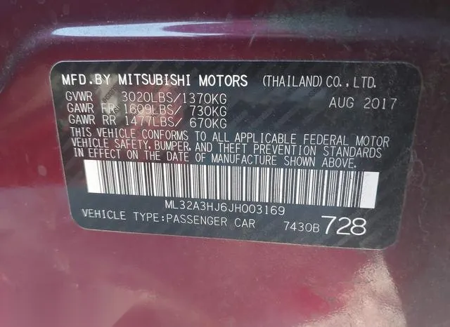 ML32A3HJ6JH003169 2018 2018 Mitsubishi Mirage- ES 9