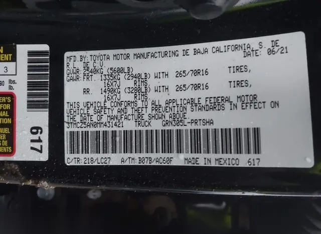 3TMCZ5AN0MM431421 2021 2021 Toyota Tacoma- Trd Off-Road 9